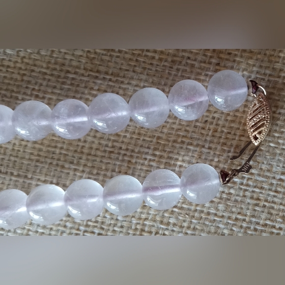 14k Clasp Spacers Rose Quartz Beaded Single Strand Cloisonne Necklace - Picture 7 of 14